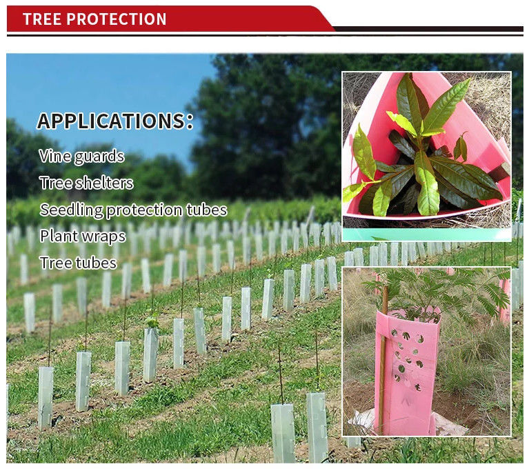 1.5mm PP คอร์ฟลูต Tree Guard ตัวป้องกันลำต้นพลาสติกสีเขียว